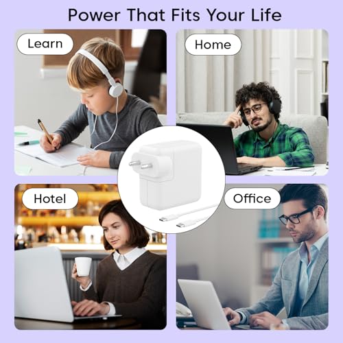Image of USB-C Power 61W Adapter Charger Replacement for MacBook Pro 13 Inch /12 Inch /14 Inch, Compatible with MacBook Air /iPad Pro /Type C Laptop,Included USBC to USBC Charger Cable (White)