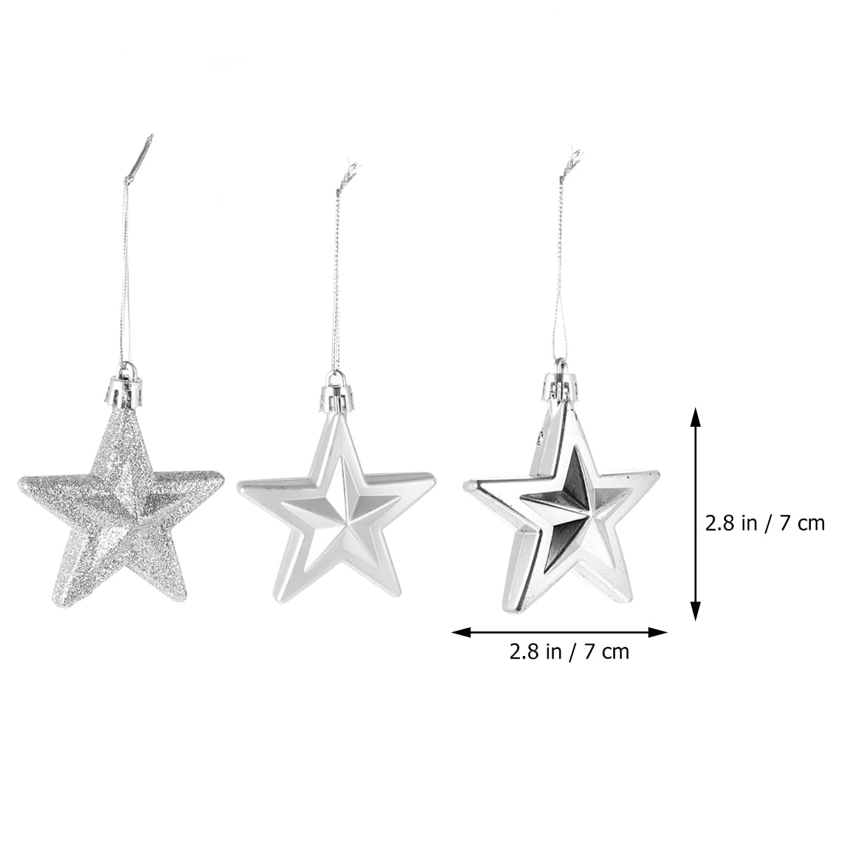 BESPORTBLE Ornamenti per albero di Natale a forma di stella, 18 ornamenti da appendere con stelle glitterate, infrangibili per feste