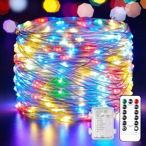 HALHSAP Color Changing Fairy String Lights, 33ft 100 LED Outdoor String Lights, Mini Battery Powered...