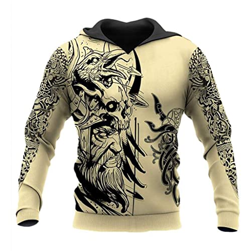 Sweat capuche Viking Odin imprimé 3D mythologie nordique style rétro Harajuku unisexe