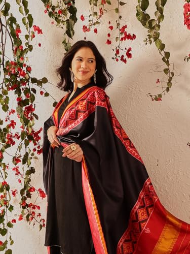 Image of Kalamkari Patola Dupatta Digital Printed With Handmade Tassels