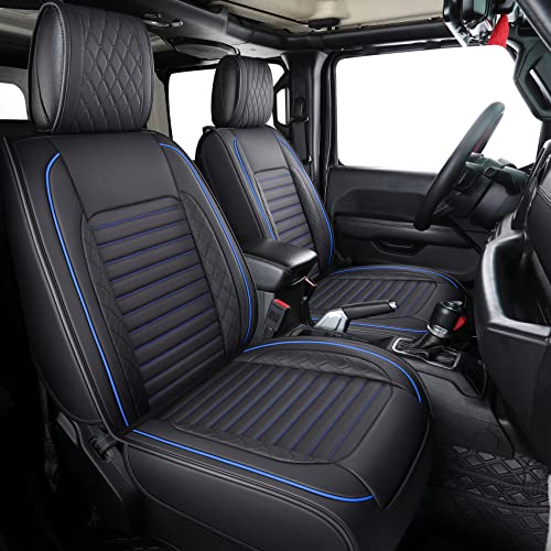 Image of Aierxuan Front Jeep Wrangler JK JL Seat Cover 2 /4 Door,Black-Blue