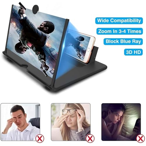 Image of Mobile Screen Magnifier 8 Inch - 3D Phone Screen Magnifier for Movies and Videos - HD Mobile Screen Enlarger Foldable Screen Phone Stand Compatible with All Smartphones