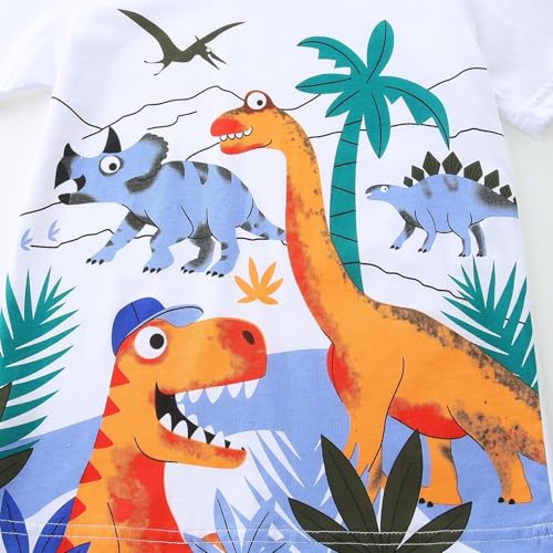 Image of Toddler Boy Clothes Cartoon Cotton Summer Short Sleeve T-Shirt and Shorts Kids Outfit Set 2-7 Year