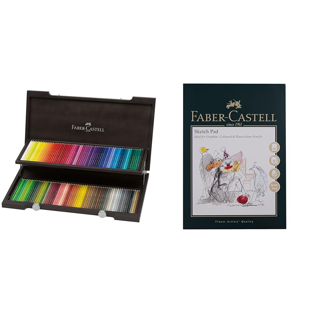 Faber-Castell 110013 - Buntstifte Polychromos, im 120er Holzkoffer & Art & Graphic Skizzenblock, A4 160 g/m² Block mit 40 Blatt