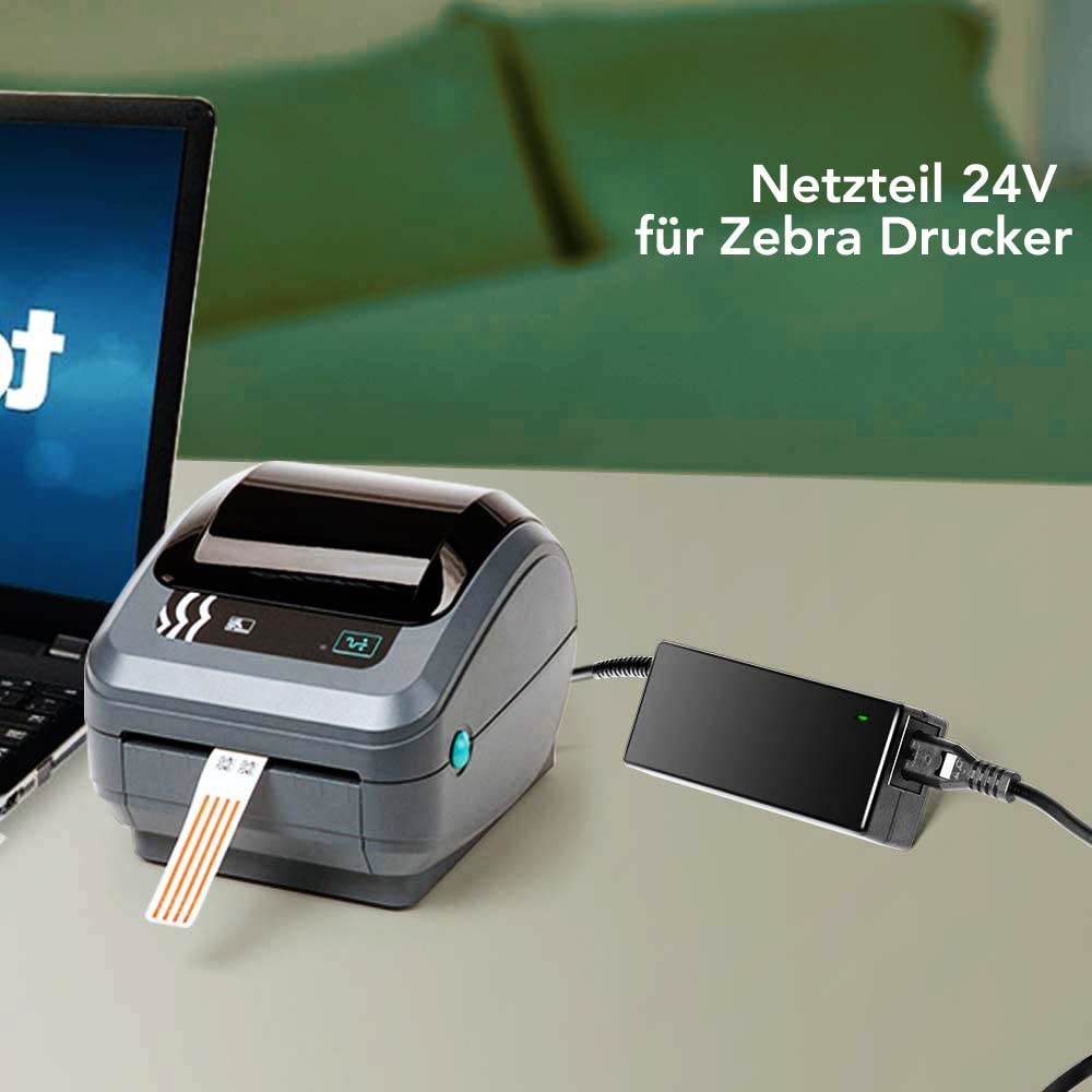 KFD 24V Netzteil Ladegerät für Zebra ZXP Series 3 Barcode ZP450 ZP500 GK420D GK420t ZD421d Drucker HC ZD 410 ZD41022 ZD42H42 FSP100RDB Ladekabel für Brother TD-4750TNWB TD-4650TNWBR Etikettendrucker