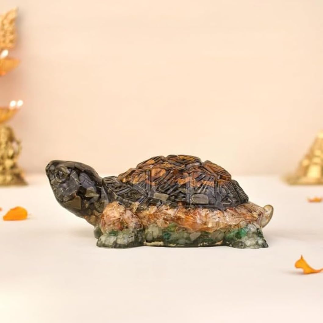Astrotalk Vastu Dhan YOG Tortoise (14x4 CM) | Crystal Resin Turtle for Wealth, Success & Protection | Tortoise for Good Luck for Home | Vastu Items for Housewarming Gift | Home Decor for Living Room-image-1