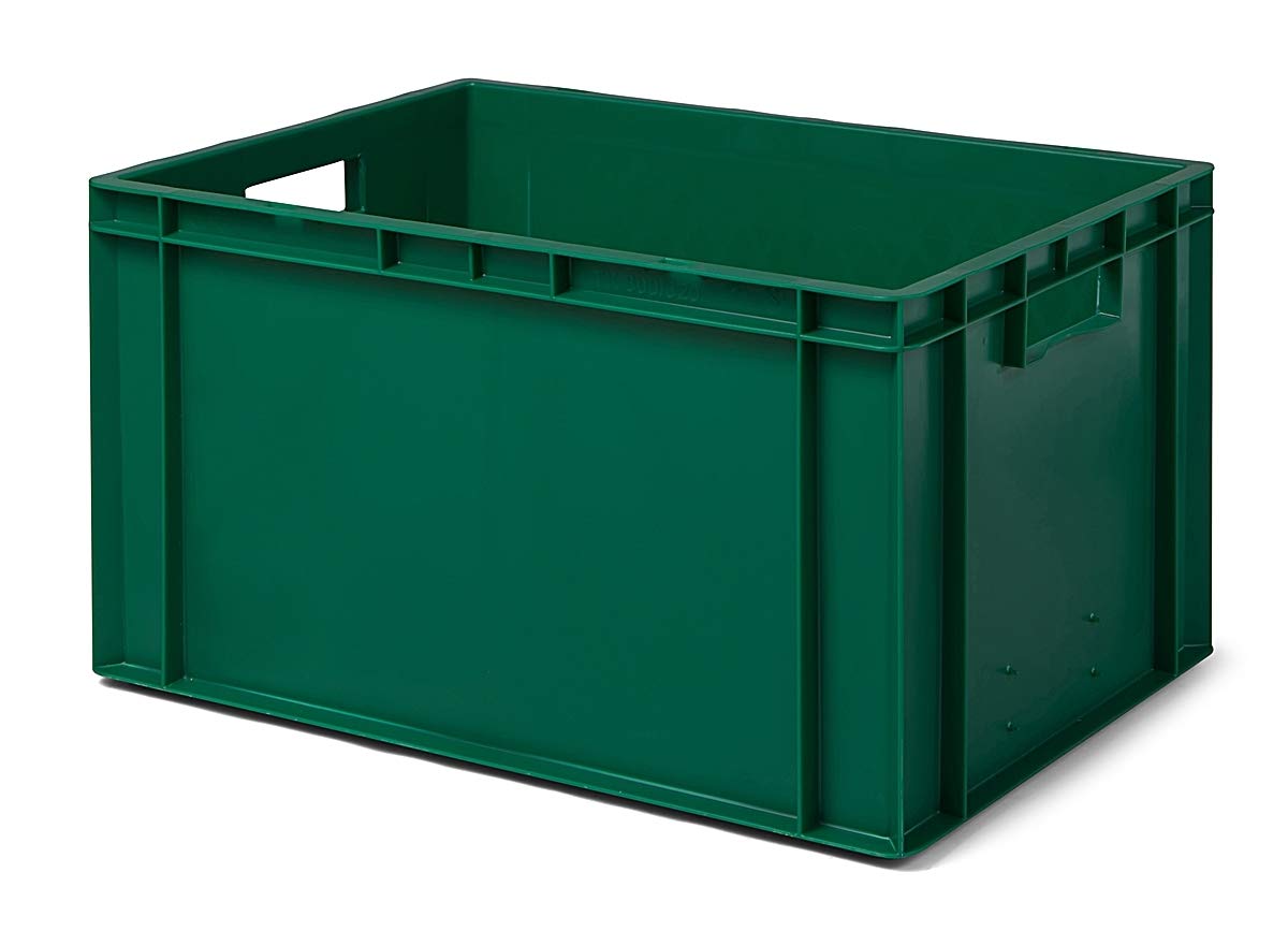1a-TopStore 3 Stk. Transport-Stapelkasten TK632-0, grün, 600x400x320 mm (LxBxH), aus PP, Volumen: 61 Liter, Traglast: 60 kg, lebensmittelecht, made in Germany, Industriequalität