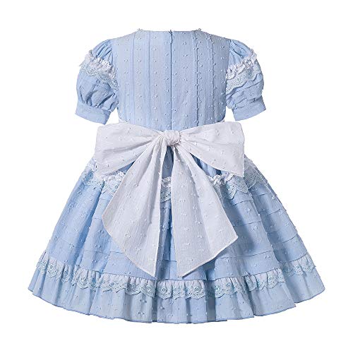 Pettigirl Girl Spring Summer Vintage Lace Ruffle Blue Boutique Clothing Toddler Kids Party Wedding Dresses with Headband2