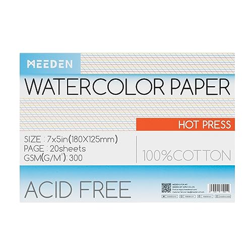 MEEDEN 100% Cotton Watercolor Paper Pad (20 Sheets)