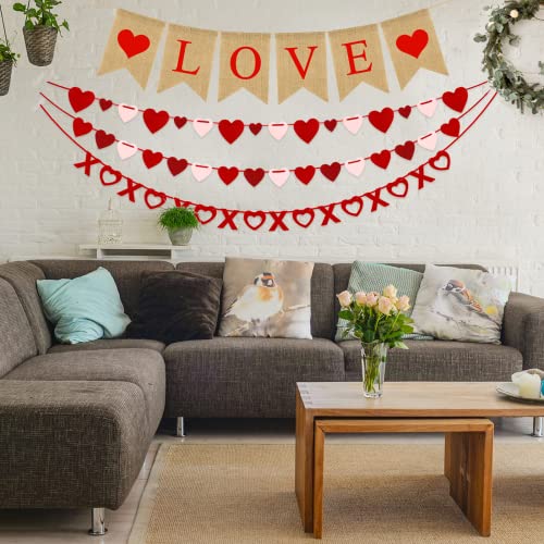 4Pcs Valentines Day Decorations Set Love Heart Xo Garlands Banner For Engagement Wedding Party Home Classroom Office, No Diy Required #TOP3