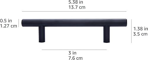 Miniatura 5 de Tienda Basics Euro Bar - Manija estilo barra para gabinete (12 pulgada de diámetro), 5.38 pulgadas de longitud (centro de agujero de 3pulgadas),