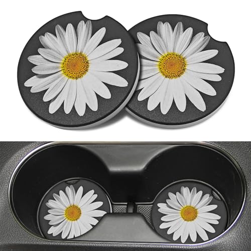 2PCS Daisy Portavasos de Cerámica para Auto miniatura 1