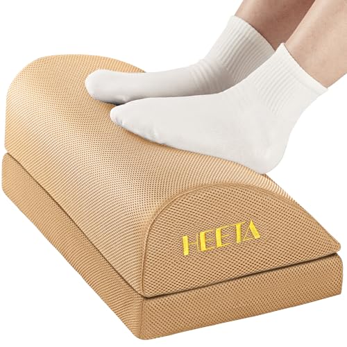 HEETA Foot Rest Under Desk, Ergonomic Desk Foot Rest Adjustable 2 Optional Height Footrest Foam Non-Slip Foot Stool for Home, Office & Gaming (Brown)