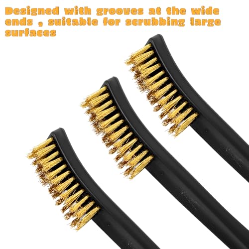 Image of 10 Pieces Small Wire Brush Scratch Brush Set, Double Headed Curved Brass Wire Brushes for Cleaning Welding Slag and Rust