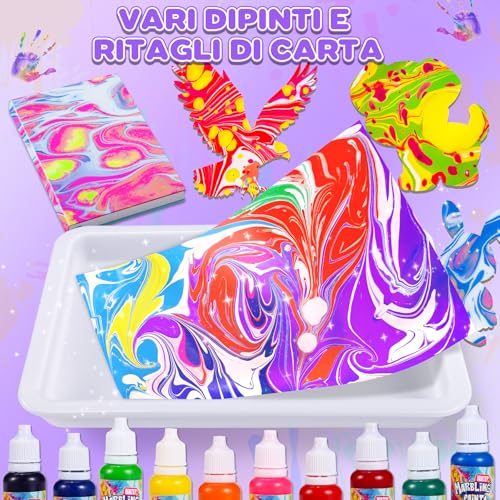Lovchil Vernice Marmorizzante Ad Acqua Per Bambini, Kit Di Artigianato Per Ragazze E Ragazzi Con 12 Colori 6 Farfalle In Legno, Regalo Bambina Bambini 6 7 8 9 10 Anni - 4