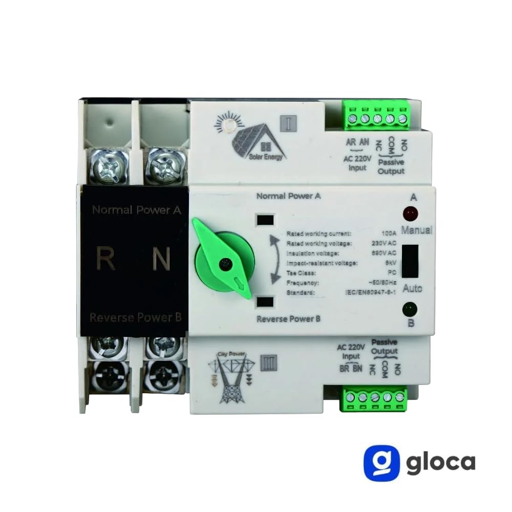 gloca Interruttore Trasferimento Automatico Fotovoltaico A Doppia Alimentazione (125 Ampere, 2P)