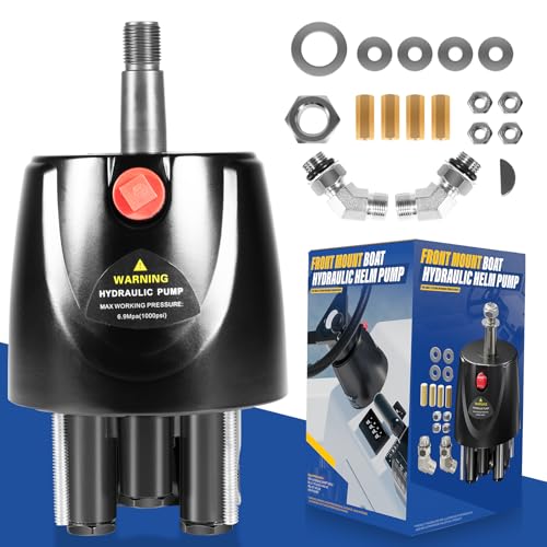 Camoo HH5271-3 Outboard Hydraulic Steering Pump Helm, 1.7 cu in Front Mount Helm for Boats up to 300 HP, 4.9 Lock-to-Lock Turns, Built-in Lock Valve, Replace Seastar Helm HH5271-3