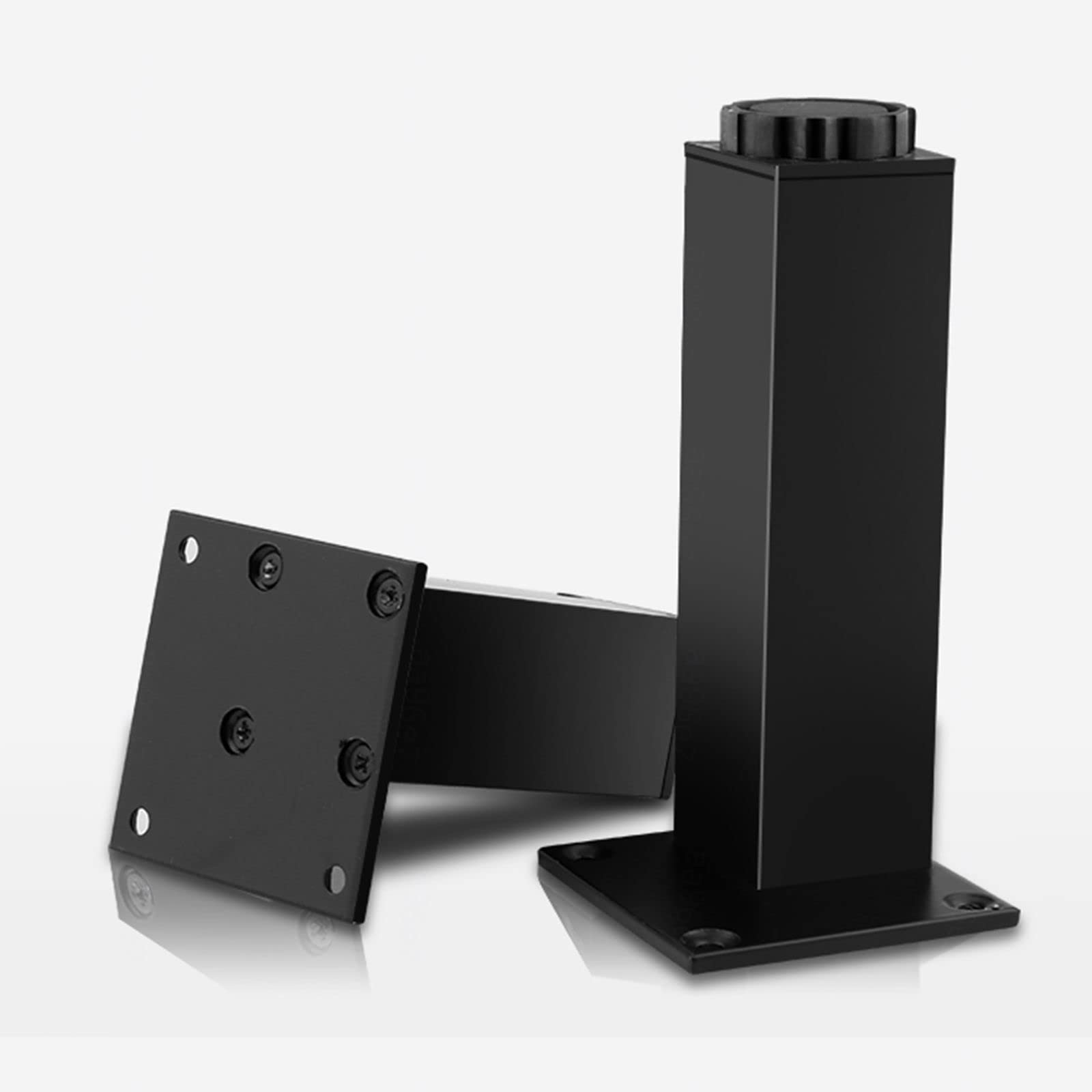 Patas de muebles ajustables redondas: soporte de metal negro anti-bamboleo