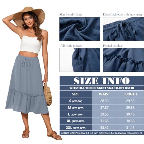 Image of Witsmile High Waist Tiered Skirts for Women Flowy Skirts for Women Long Length with Pockets 2026 Fashion Trendy