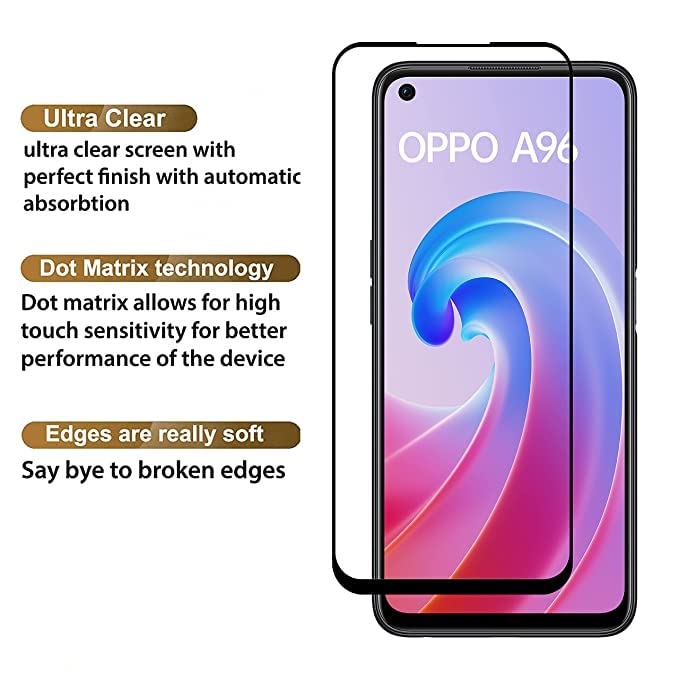 Image of Screen Protector for Oppo A96 (Black) Tempered Glass Edge-to-Edge 6D Screen Guard With Installation Kit
