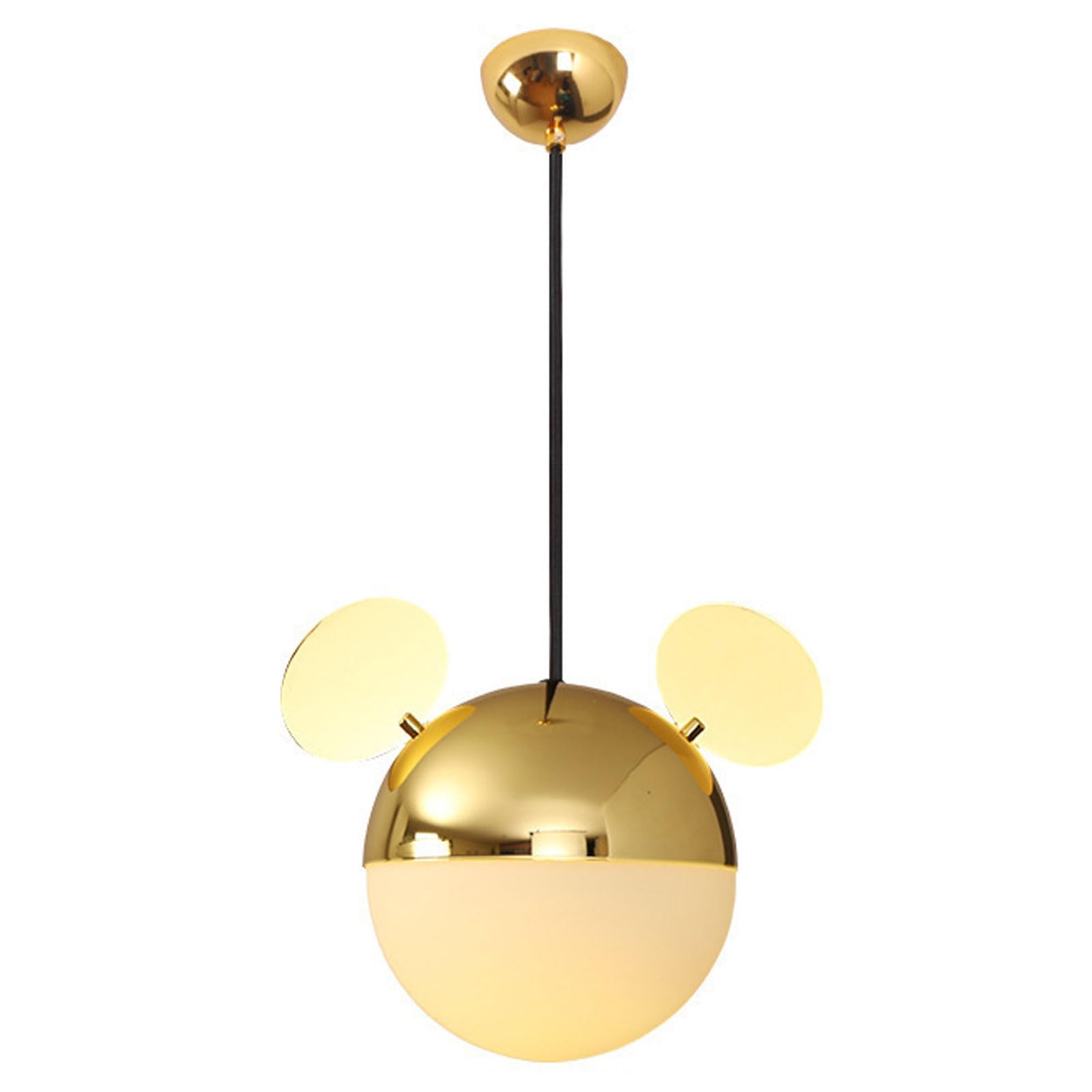Lampada a sospensione creativa a forma di cartone animato per ristoranti, con vetro circolare dorato, stile multi-stile, attacco E14,luce calda a testa singola,lampadario da comodino,adatto per caffè