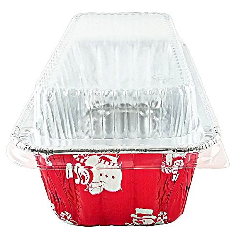 2 Lb. Red Holiday Christmas Snowman Aluminum Foil Standard Loaf/Bread Baking Pans With Clear Dome Lids (Pack Of 6 Sets) #TOP5