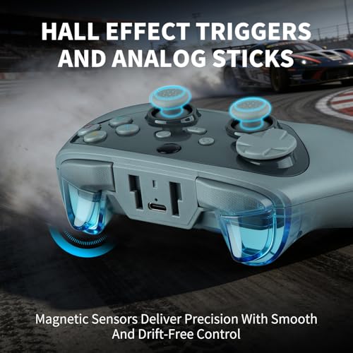Image of NITHO KARMA Wireless Gaming Controller Compatible with Switch /Switch 2 /PC /iOS /Android, Gamepad with Hall Effect Triggers and Sticks, Programmable Back Buttons, Turbo, 6-Axis Gyro and Dual Vibration - Grey