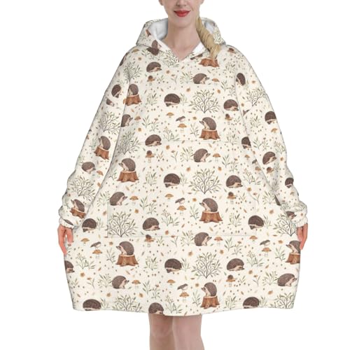 Sweat à capuche plaid motif hérisson des prés idée cadeau