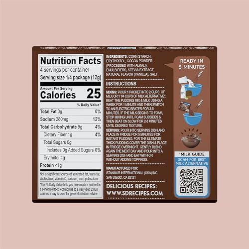 Image of Simply Desserts Chocolate Instant Pudding, Sugar-Free, 6-Pack - Healthy Treat, Keto Snacks, Vegan & Diabetic-Friendly, Kosher, 1.7 Oz Ea