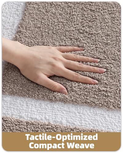 Image of Color&Geometry Mini Bathroom Rugs 16x24, Extra Soft Absorbent Microfiber Bath Rug, Non-Slip Bathroom mat, Washable Plush Bath Mats for Bathroom, Shower, Bathtub, Laundry, Dark Beige