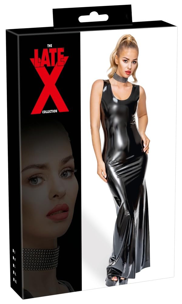 Late X Robe en latex Robes sexy en cuir, latex ou vernies Noir L