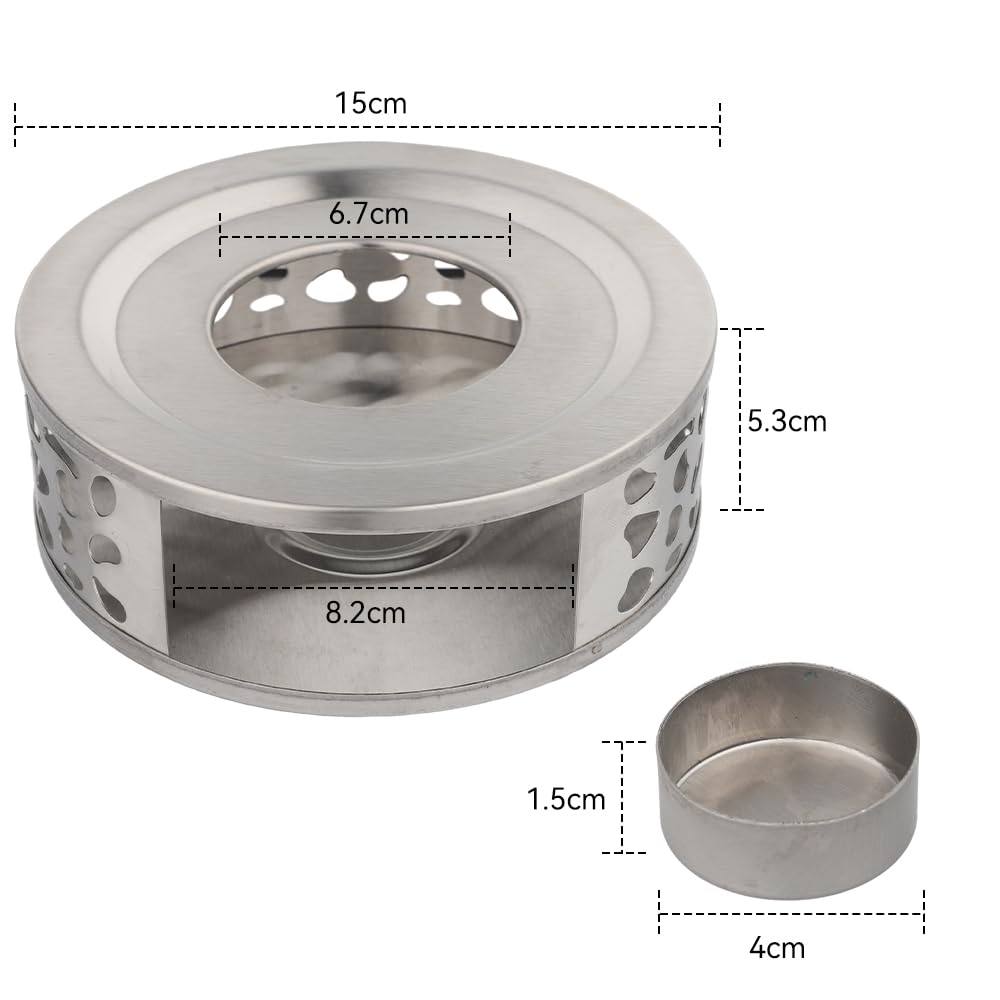 Calentador de Tetera, Café y Leche, también como Calentador de Velas. Diseñado para Mantener Calientes Las Bebidas, Fabricado en Acero Inoxidable (Color Plateado)
