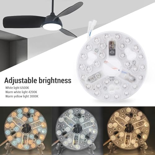 LED Ceiling Fan Light Kit, 5.3 Inch, 15W Dimmable Panel, 3 Color Temperatures, Aluminum Base with Memory Function, for Fan Chandelier Retrofit