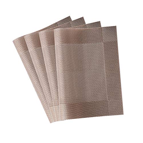 Sunki Tischsets für Esszimmer-Set, waschbar, Vinyl, gewebt, isoliert, hitzebeständig, rutschfest, PVC, 4 Stück champagnerfarben Cover