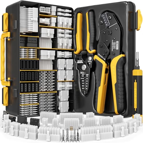 DxCRIMP Kit d’outils de sertissage Mini-Fit Jr 4,2 mm (2-24 broches) avec connecteurs SATA et LP4, bornes 16-26 AWG. Pince à sertir à cliquet, dénudeur et...