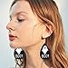 Vanjewnol Halloween Earrings for Women Ghost BOO Earrings Black Teardrop Faux Leather Dangle Earrings for Women Fashion E72C