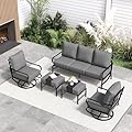 UDPATIO Metal Patio Furniture Set, Modern Outdoor Furniture Set,5 Piece Grey Outdoor Patio Furniture with 5.75" Extra Thick Cushion for Garden? Backyard?Include Waterproof Covers?