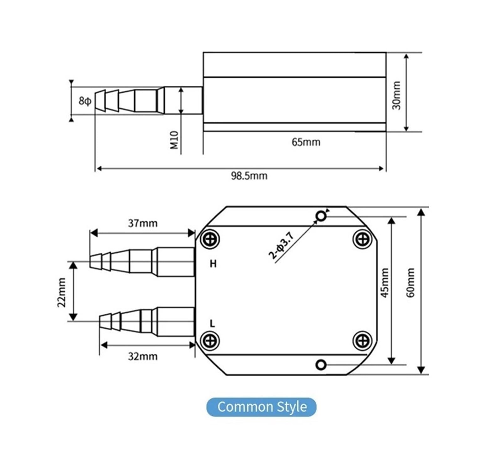 Transmisor de presión diferencial de aire 4-20MA 0-10V 0-5V