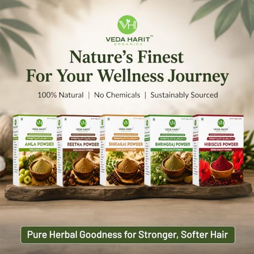 Image of Veda Harit Amla Reetha Shikakai Bhringraj Hibiscus Powder Combo Pack 500g