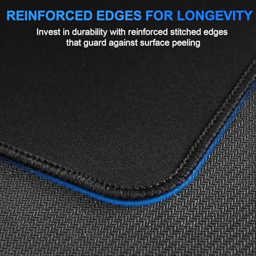 Cimetech - Alfombrilla de ratón multifuncional y duradera con base antideslizante, bordes acolchados, 800 x 300 x 2 mm, negro - imagen 4