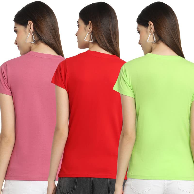 Image of Preneum Women's Cotton Regular Fit Graphic Stylish Printed Short Sleeves Casual T-Shirt || Trend & Style (Pack 3)