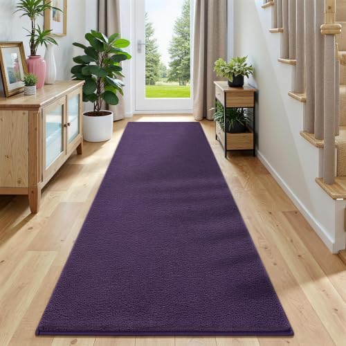 Vasofe Purple Runner Rug for Bedroom, 2x8 Non Slip Long Hallway Bedside Rug