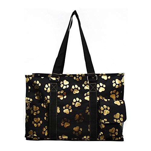 NGIL All Purpose Organizer Medium Utility Tote Bag 2018 Spring Collection (Gold Puppy Paw Black) - Thumbnail 3