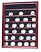 DECOMIL Challenge Coin Display Case - Solid Wood Coin Holder for 56 Military Challenge Coins, Wall Mountable Glass Door, Cherry Finish - Coin Collection Supplies