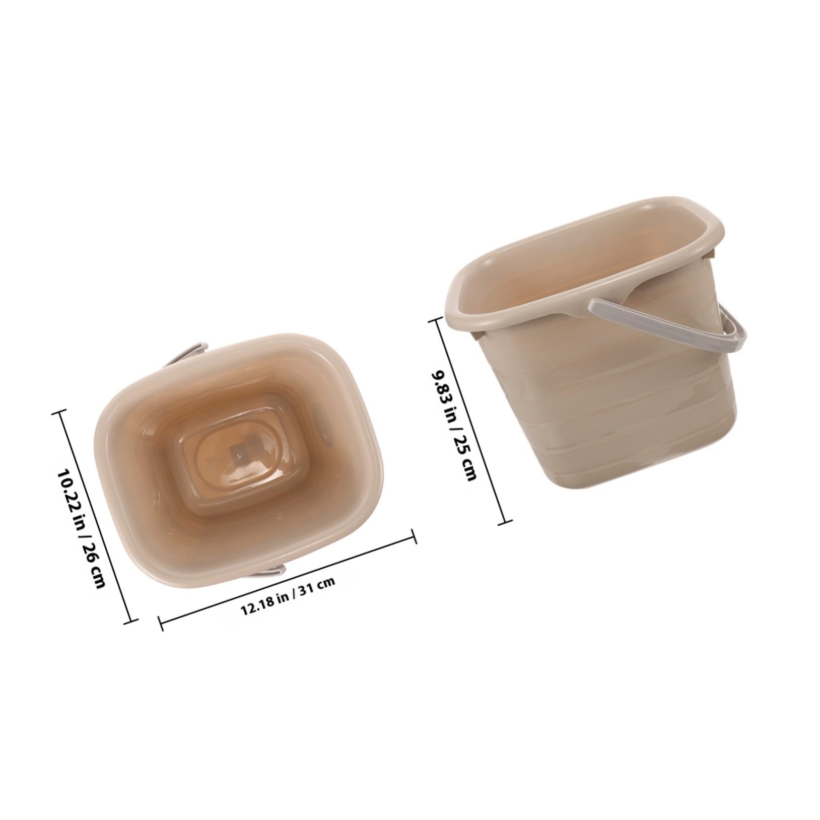 POPETPOP Seau Plastique Rectangulaire avec Poignée Polyvalent pour Maison Stockage Eau Lavage et Jardinage et Portable Plastique Beige