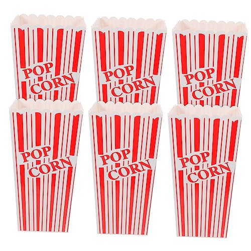 ABOOFAN 6Pcs Striped Popcorn Boxes Disposable Paper Containers for Parties Birthday Celebrations Snack Holder for Popcorn and Treats
