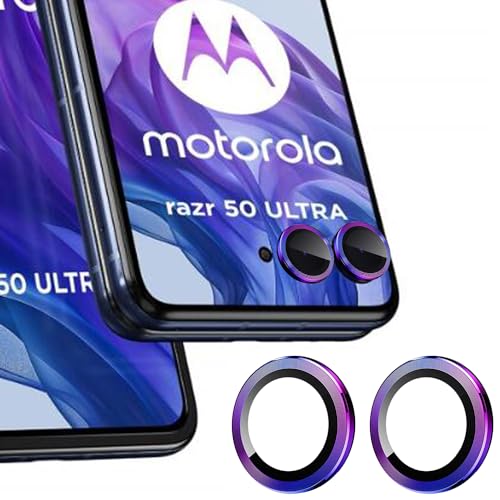 Zeking (2 Set for Motorola Razr 50 Ultra Camera Lens Protector, Scratch-Resistant HD Clarity Ultra-Thin 9H Tempered Glass with Aluminum Edging, Individual Metal Lens Cover(Color)