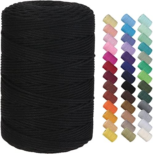 GOHOF Macrame Cord 3mm x 300m Premium Cotton Macrame Rope, 4 Strand Twisted Soft Cotton Cord, One of The Most Perfect Materials for Macrame Art, Cotton String Without Chemicals (Red)