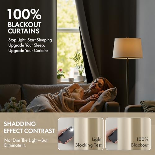 Image of MIULEE Cream Beige Blackout Curtains for Bedroom 40x54 Inch Long 2 Panels | 2 Thick Layers Thermal Insulated Short Window Curtains, Noise Reducing Grommet, Drapes for Kitchen Living Room,2 Panels